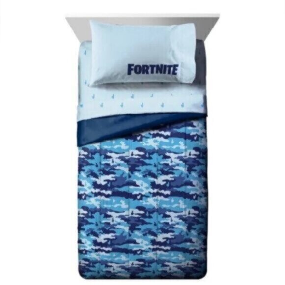 FORTNITE Loot  Llama Blue White CAMO   Bed IN Bag Comforter Set - Picture 10 of 12